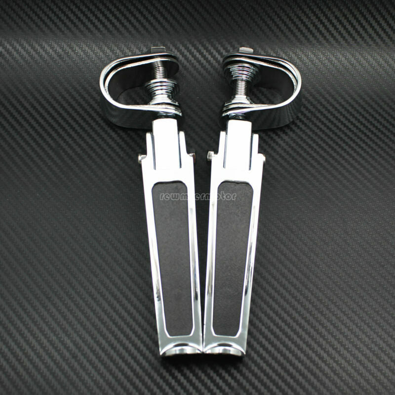 Motorcycle Chrome 1-1/4 Highway Engine Guard Crash Bar U-clamp Foot Pegs Rests