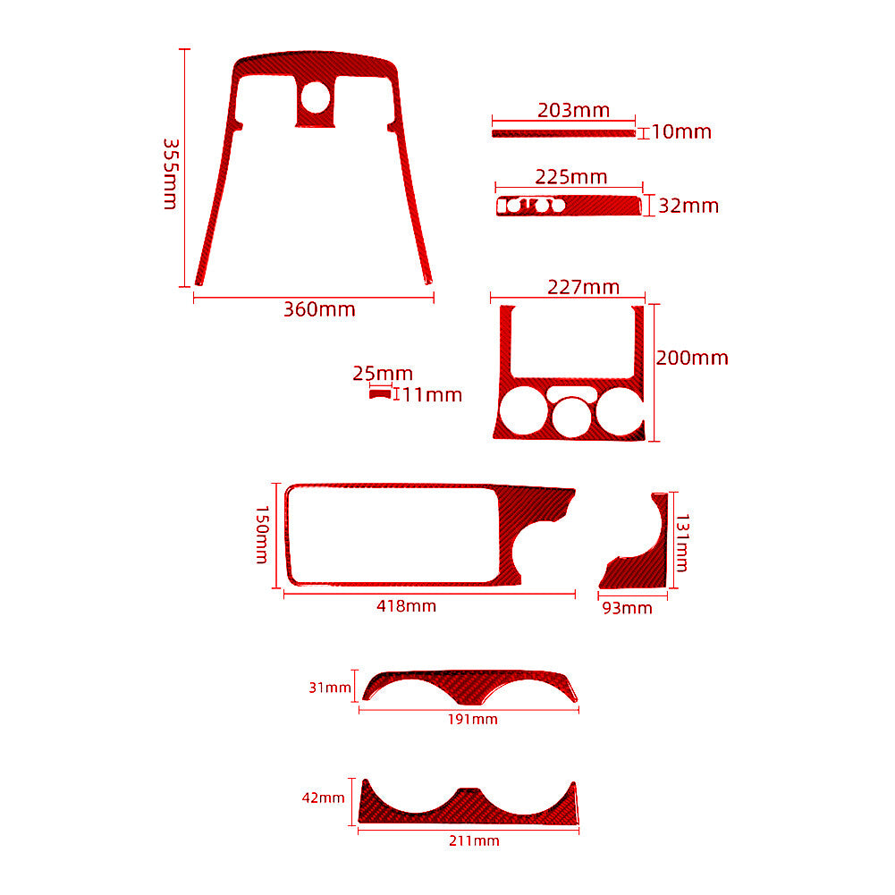 9X Red Carbon Fiber Center Console 4WD Cover Kit For Colorado 04-12/ for Canyon 05-12