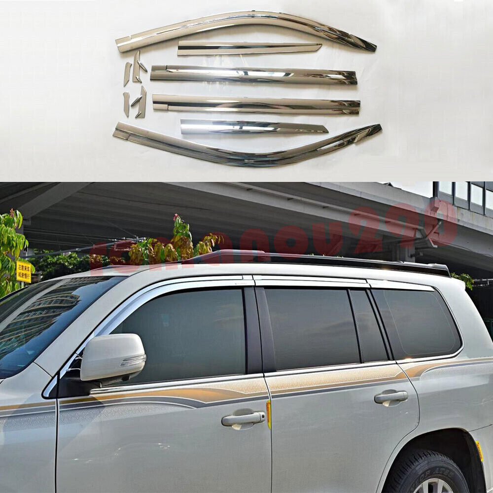 10p for LEXUS LX570 2008-2015 Chrome Window Visors Sun Rain Guard Vent Deflector