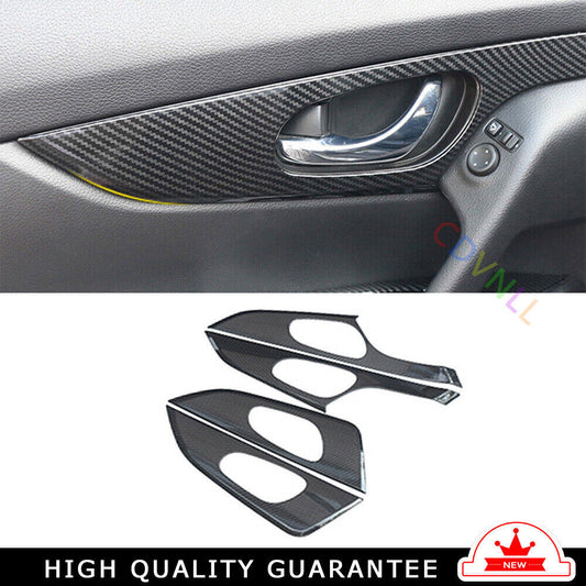 Inner Door Panel Cover Trim 4 Fit for Nissan Rogue Sport 2017-2021 Carbon Fiber