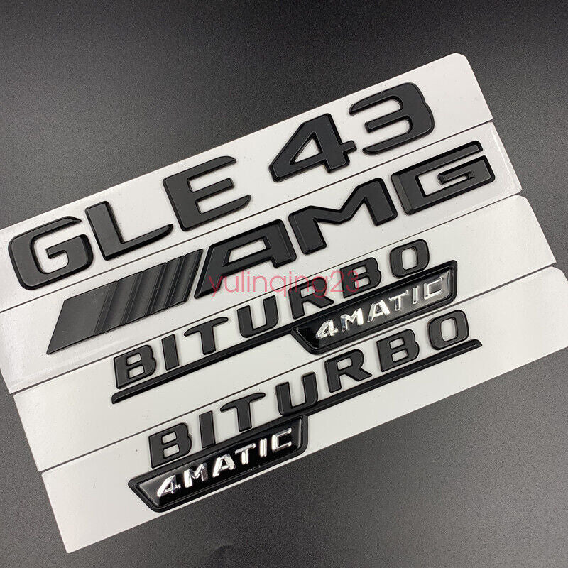 Matte Black GLE43 AMG BITURBO 4MATIC Trunk Badge Sticker