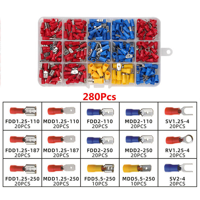 280p Car Full Insulated Electrical Wire Terminals Crimp Connector Crimp Spade