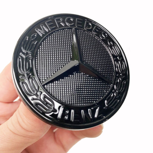 57 mm gloss black flat-cover decorative badge for Mercedes-Benz C-Class W205