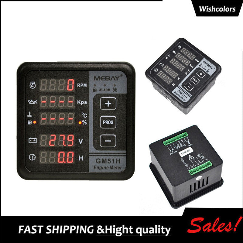 Digital Engine Meter RPM Tachometer for Diesel Speed Oil pressure Water Temp WIS