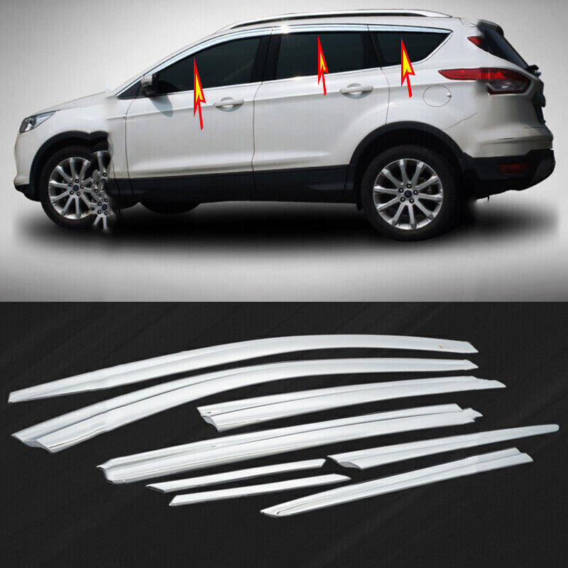 8x for Ford Kuga/Escape 13-19 Chrome Window Visor Vent Shade Sun Rain Guard Trim