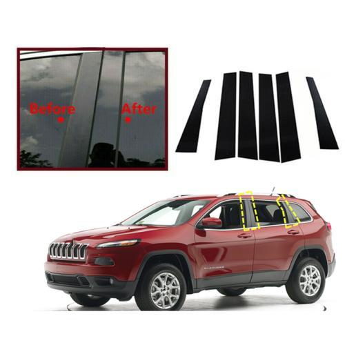 Suitable for Jeep Cherokee 2014 - 2023 6x Black Window Pillar Package and Door Trim Cover Kit