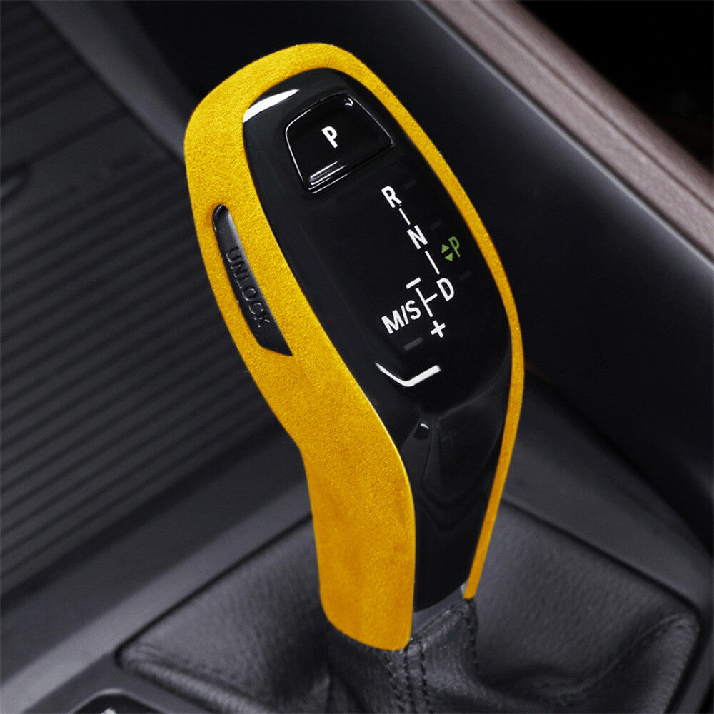 Suede Yellow Interior Gear Shift Knob Cover for BMW X1 F48 X2 F47 1 Series 2020+