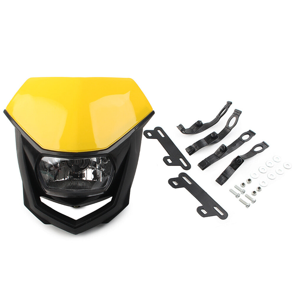 Universal Headlight Head Lamp Fairing Yellow For Supermoto Bike Dirt Bike Motor