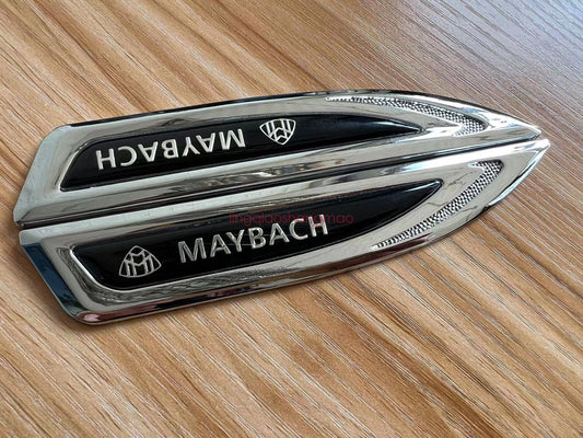 2-Piece Chrome 3D for Maybach Letter Fender Badge Metal for Mercedes-Benz