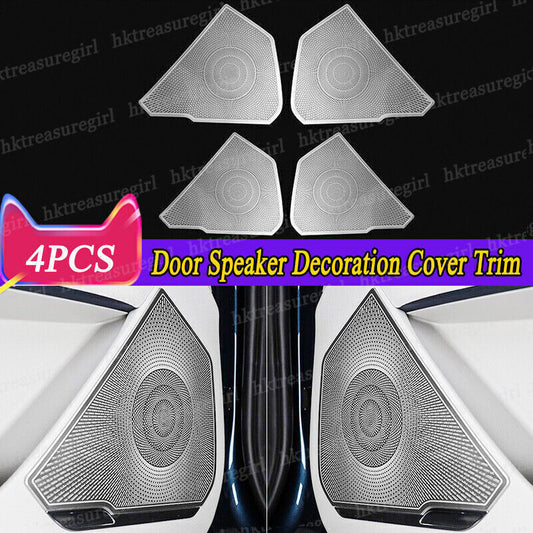 4P Silver Steel Door Speaker Horn Decoration Cover Trim for Kia Sportage 2023-24