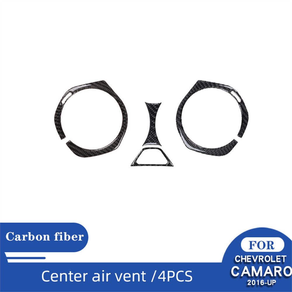 4¡ÁCarbon Fiber Center Air Vent Outlet Panel Cover for Chevrolet Camaro 2016-2023