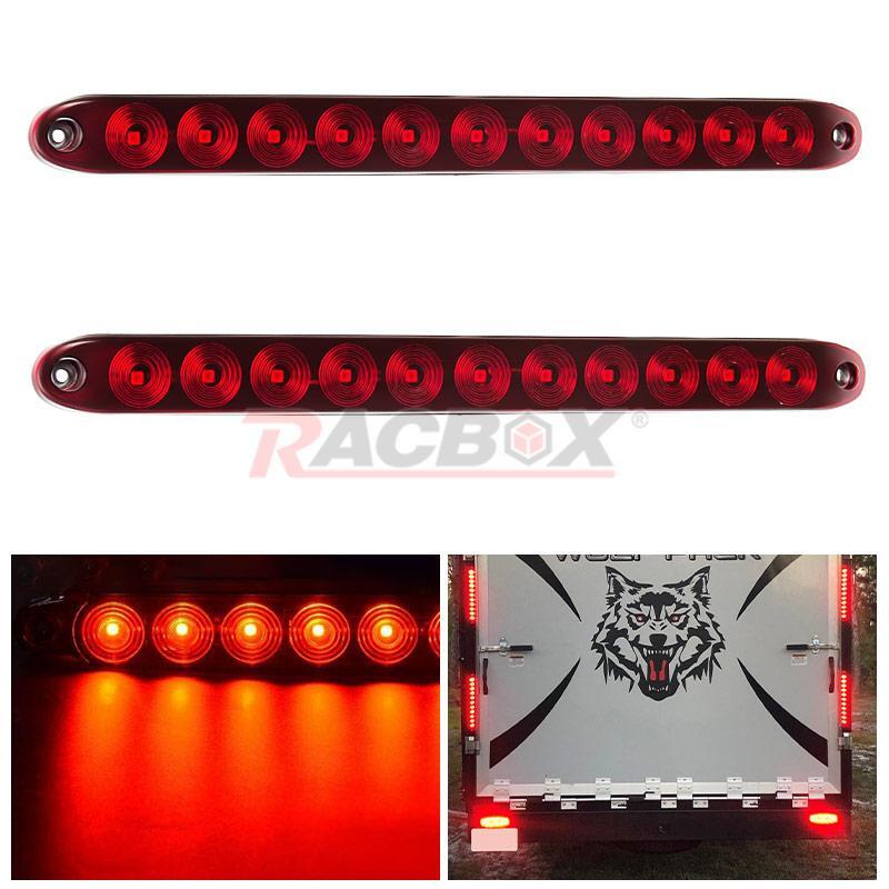 2x 15 Red 11 LED Truck DRL Light Bar 3RD Brake Rear Turn Signal Stop Tail Strip