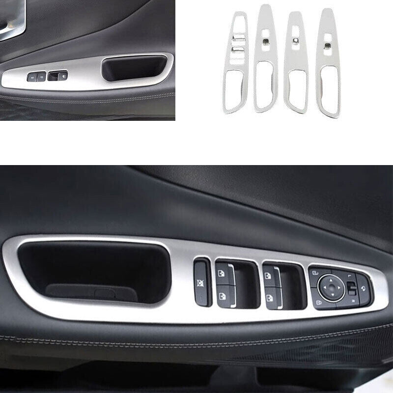 for Hyundai Santa Fe 2019-2023 Silver Matte Window Switch Button Garnish Trim 4X
