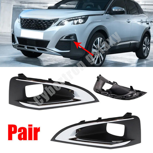A pair of front bumper fog light covers for Peugeot 3008 P84 2016 2017 2018 2019 LHRH