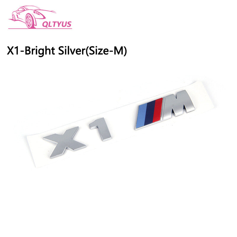 for BMW M Series X1M Trunk Emblem Size Middle Lettering Decal Badge Set Silver
