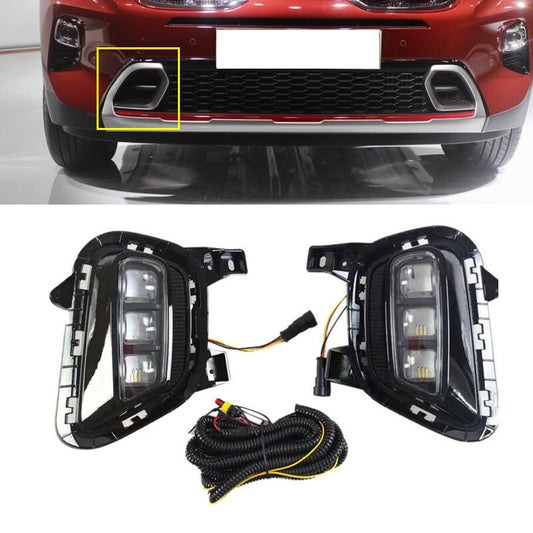 pair of LED daytime running turn signal fog lights for Kia Sonet 2020-2021