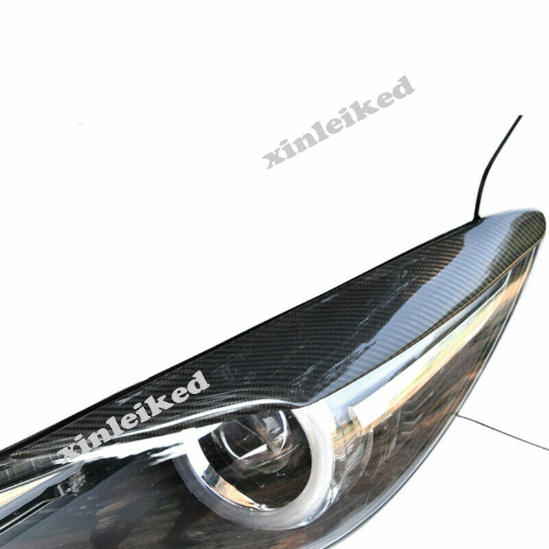 2P for Mazda 3 Axela 2017-2018 Carbon Fiber Headlight Eyebrow Eyelids Cover Trim