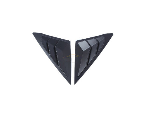 A pair of gloss black louvered window covers for the 2022-23 for Honda for Civic .
