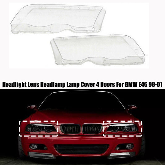 Left + Right Front Light Lens Cover Protector for 1999-2001 for BMW E46 4-Door