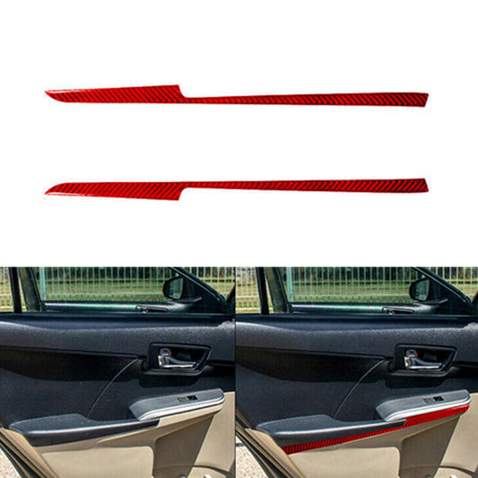 Red Carbon Fiber Interior Rear Door Panel Cover Trim Strip for Toyota for Camry