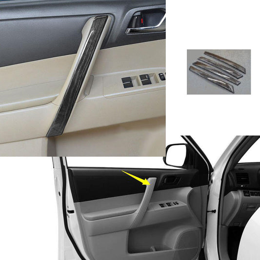 4p for Toyota Highlander 2008-2013 Black Wood Grain Inner Door Handle Cover Trim