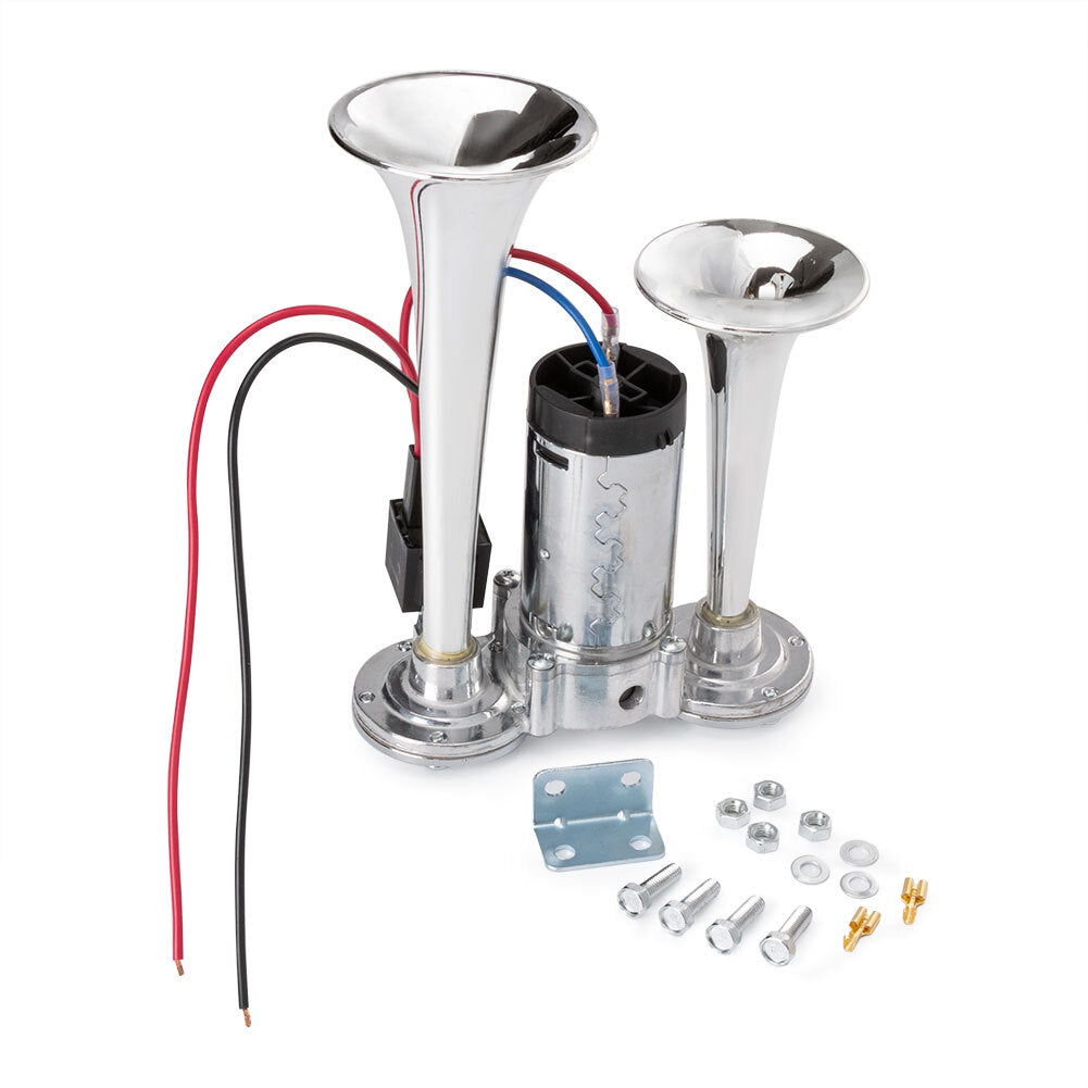 New dual small 600dB 12V car air horn, dual-tone boat, truck, and train speaker.
