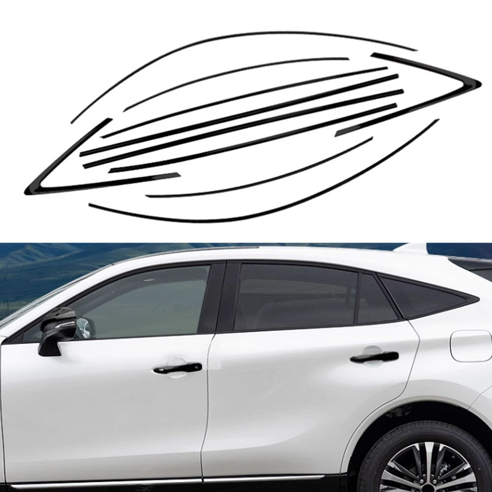 10P Gloss Steel Black Window Sill Molding Trim Strips Kit for Toyota Venza 21-24