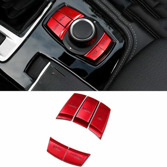 Center Console Switch Trim Decoration for BMW 3 4 Series GT 2013-18 Red Aluminum