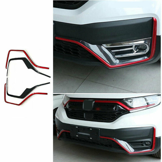 4x for Honda CR-V CRV 2020-22 RedCarbon ABS Front Bumper Lower Strip Frame Trim