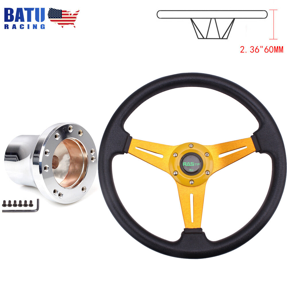 14inch/350mm Gold for Golf Cart Steering Wheel+Silver Club Car Precedent Hub Adapter