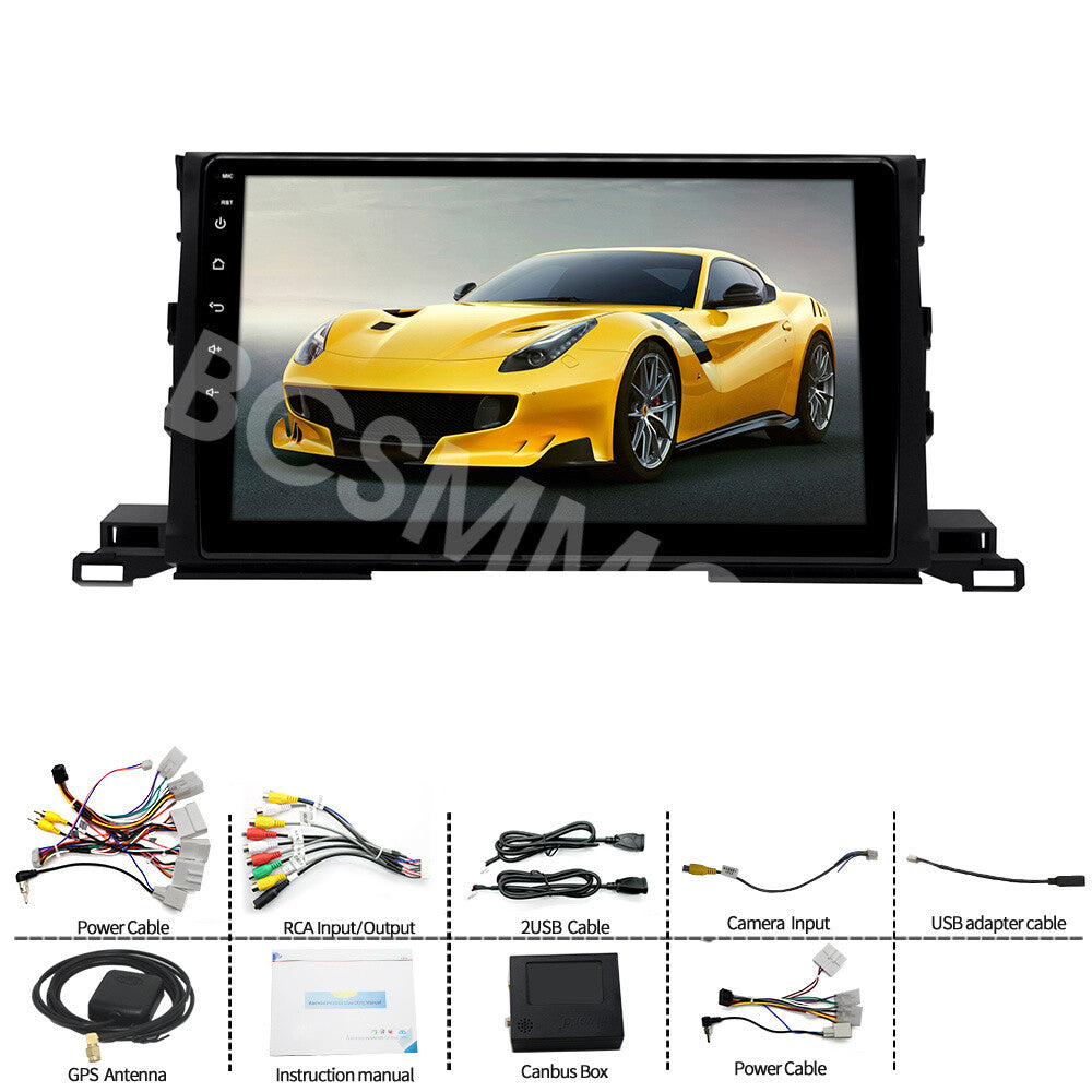 10.1in Car Radio for Toyota Highlander 2015-2021 Wifi BT GPS Navi Player Stereo