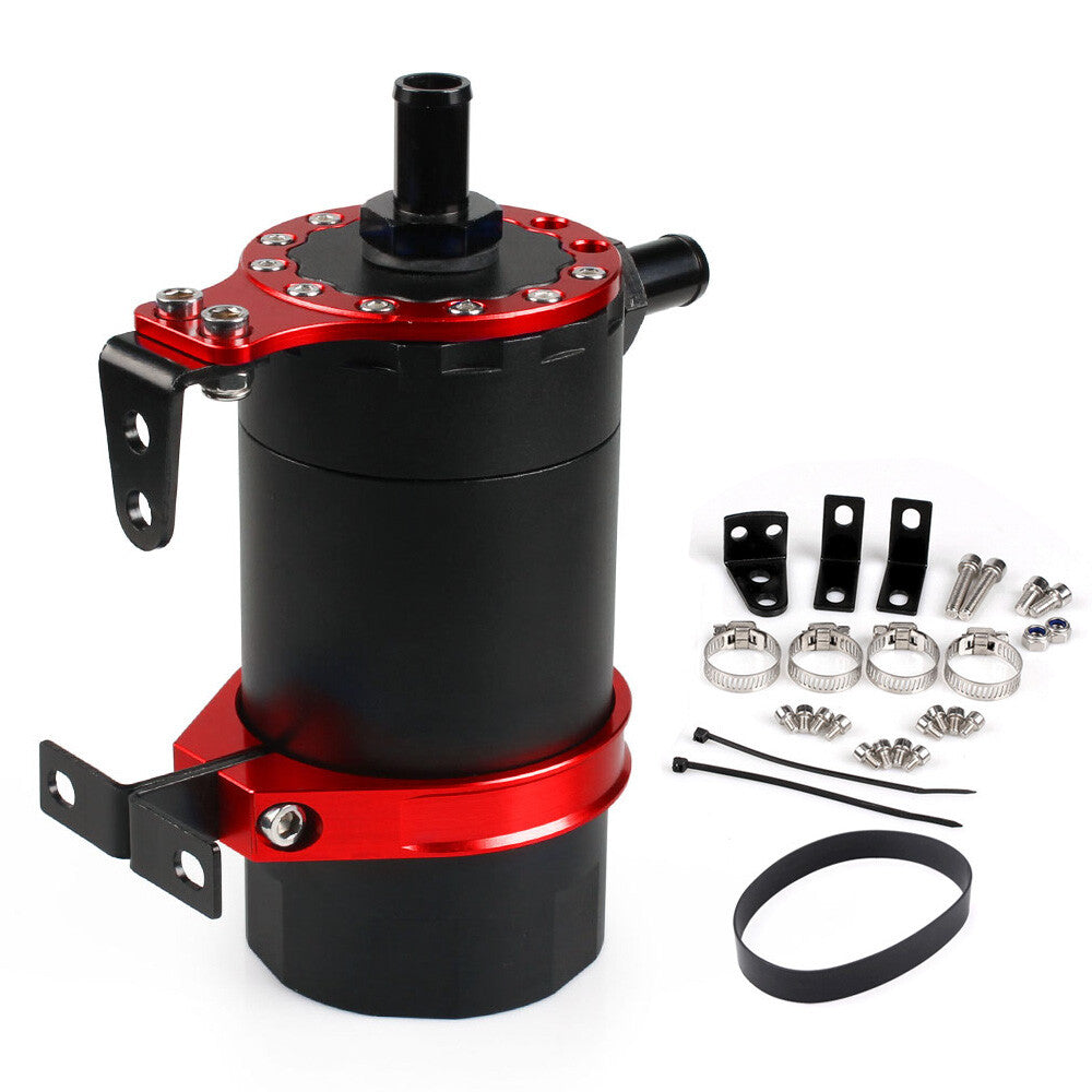 Round Oil Tank Baffled Aluminum Oil Catch Can Resevoir Tank Kit Car Racing US