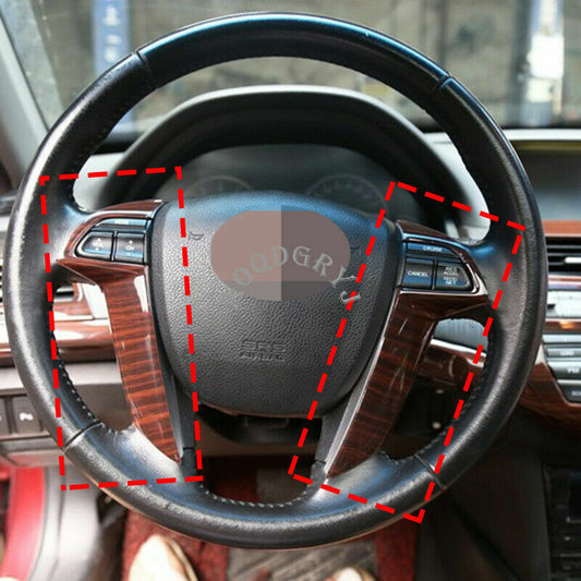 2pcs Wood Grain Style Steering Wheel Panel Trim Cover for Honda Accord 2008-2012