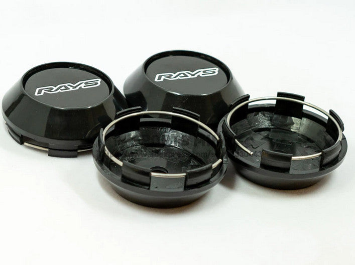 4-piece set of 68mm light badge wheel center caps, hub caps, and rim caps in black TE37