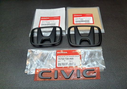 MATT Black 3x H + 1 Civilian FE Logo Embroidered Badge Applicable to Rear for Honda for Civic FE 21-23