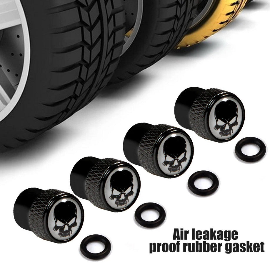 Car tire valve cover rod air dust cover dustproof white black crown suitable  for ford  4-piece set