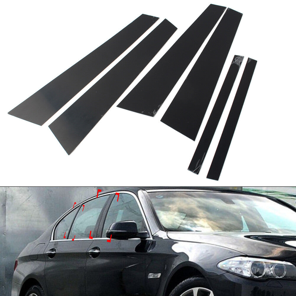 Glossy Black Set Pillar Posts Door Window Trim for BMW 5 Series F10 2011-2017