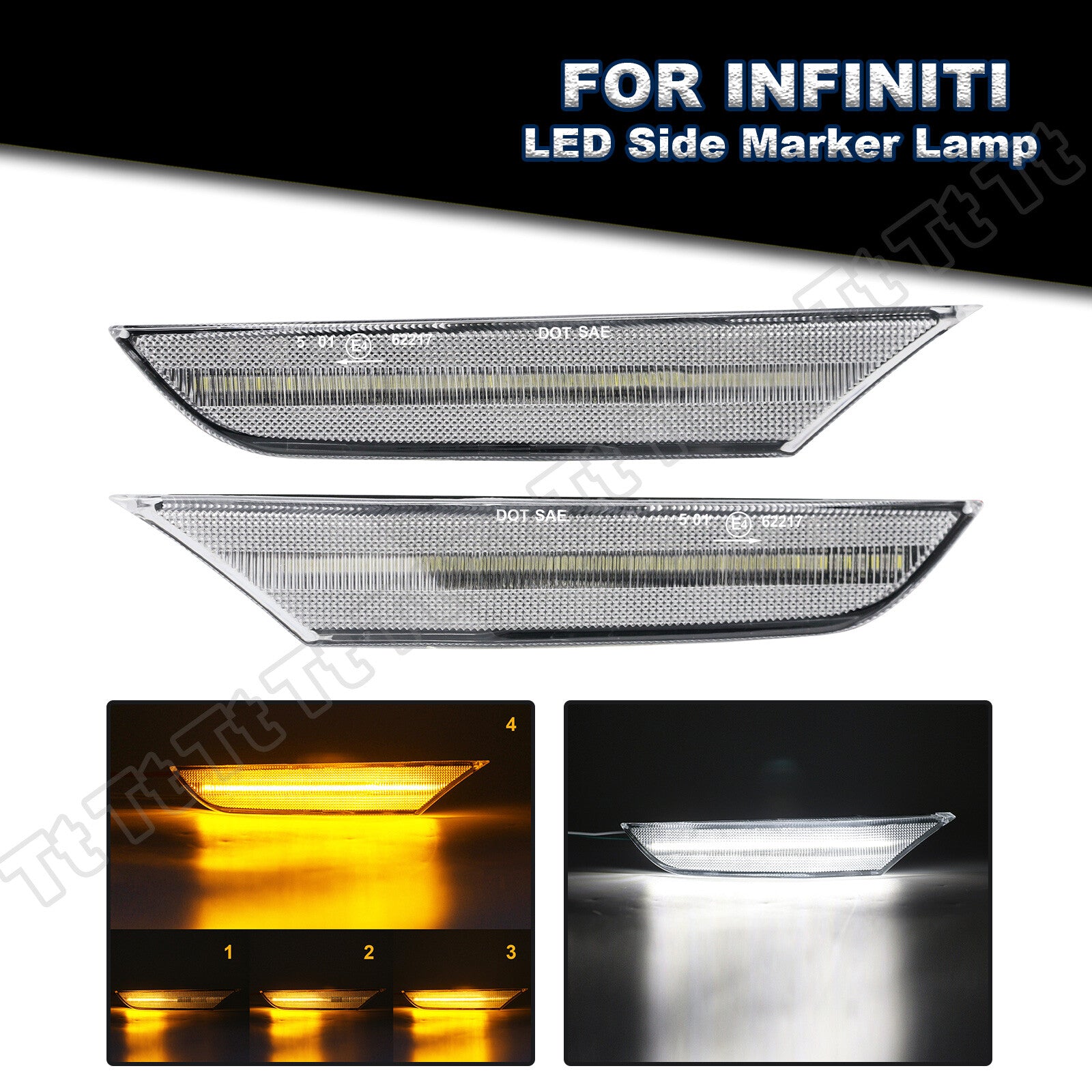 Sequential switch LED side marker lights DRL for 2003-2006 for Infiniti G35 sedans.