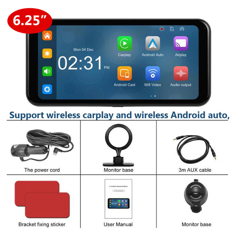 6.25-inch DVR with CarPlay, Android Auto, AirPlay, BT Projection Screen and Built-in Camera