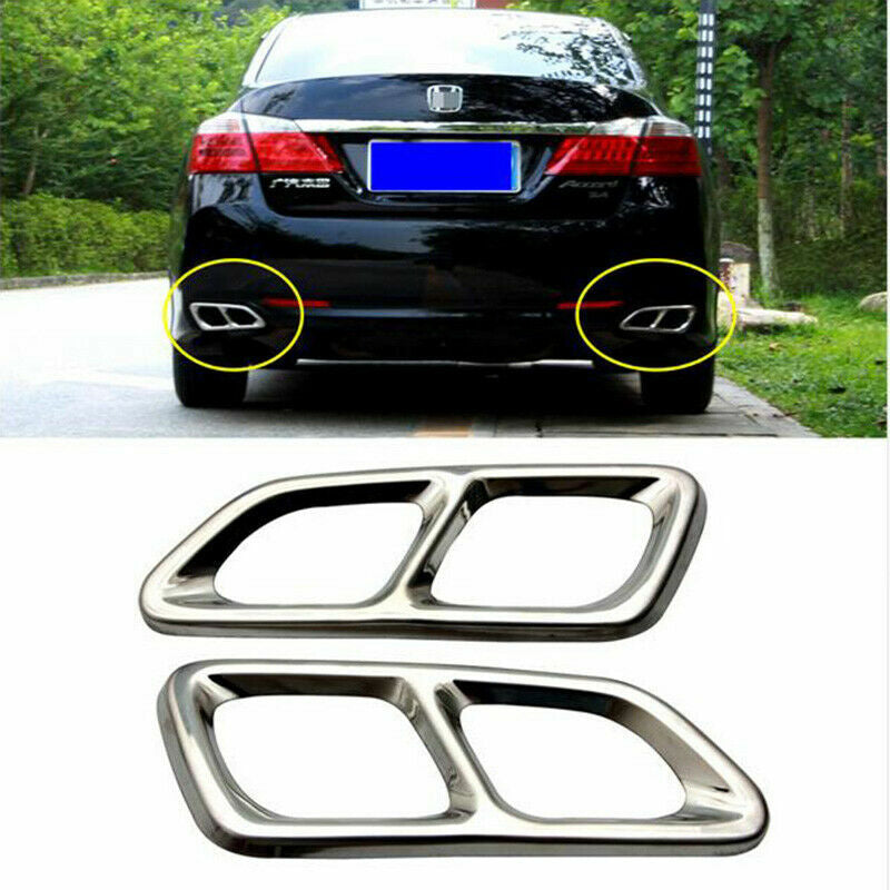 for Honda Accord Sedan 2014-2017 Chrome Tail Throat Exhaust Pipe Molding Cover