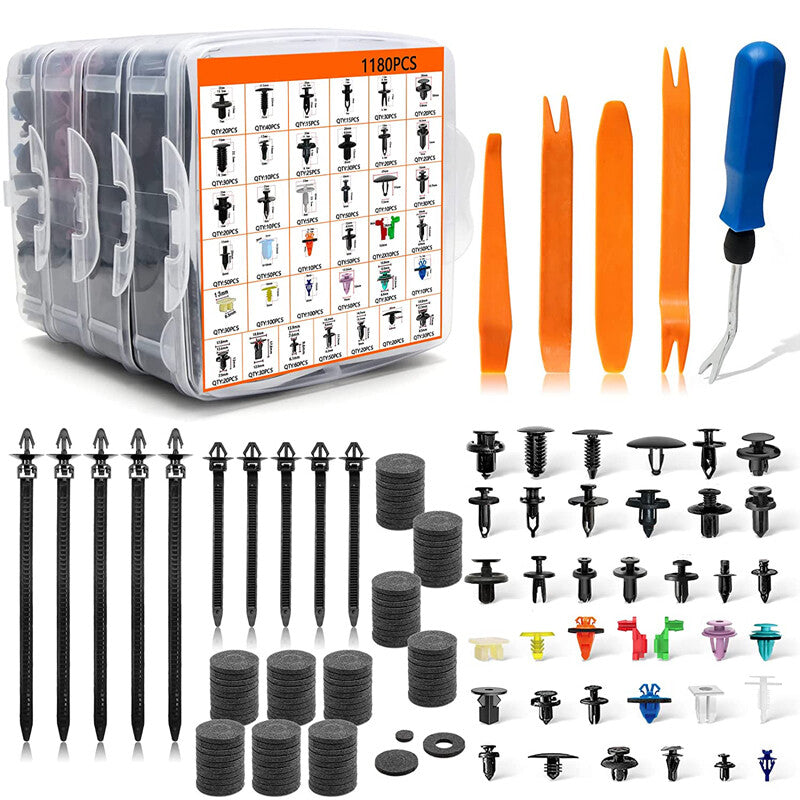1295-piece pack of car body riveting decorative panels fasteners, clamping mold box with tools