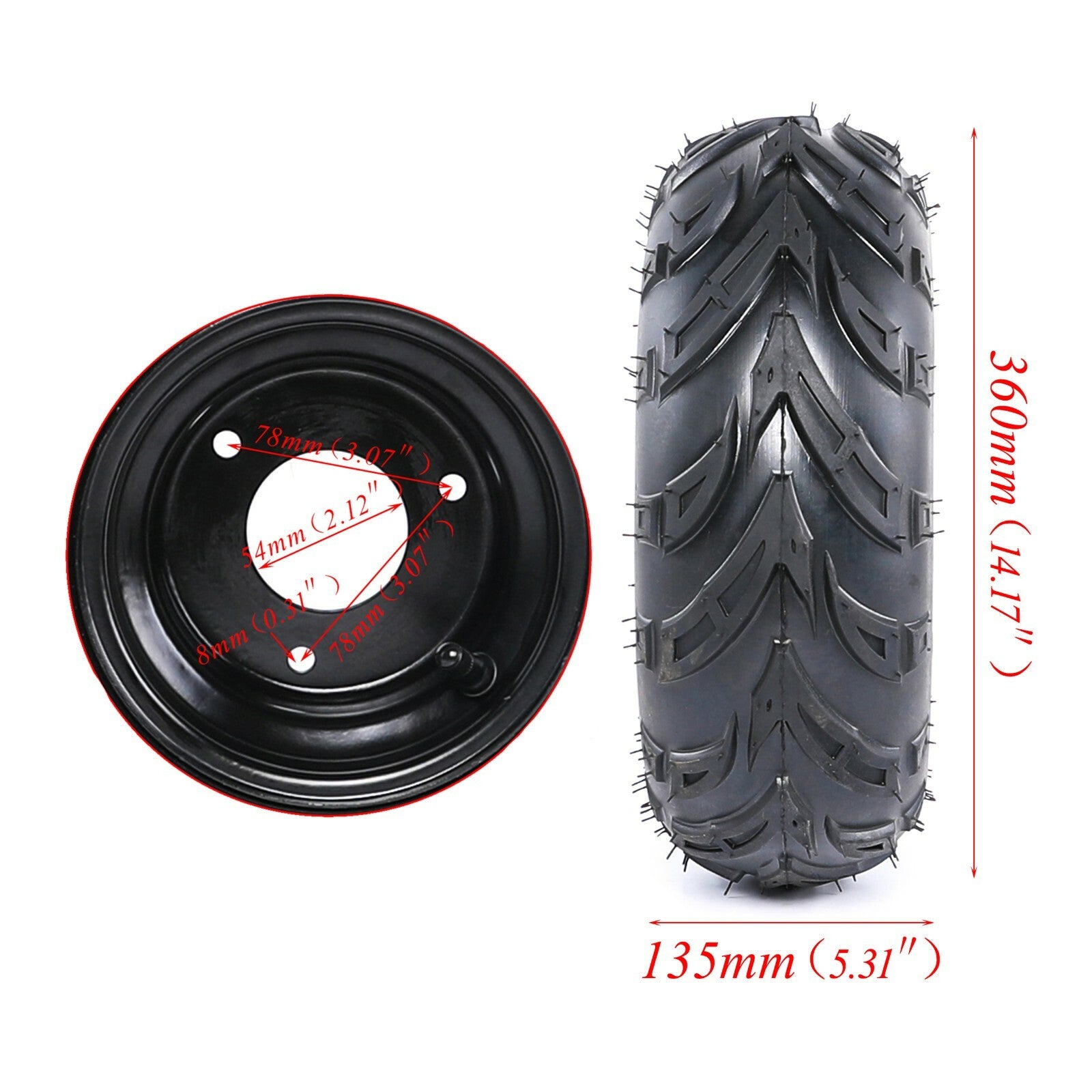 2-Piece 6-inch Wheel 145/70-6 Tire and Rim Kit for Go-Karts, All-Terrain Vehicles, for Mini Bikes - Taodao