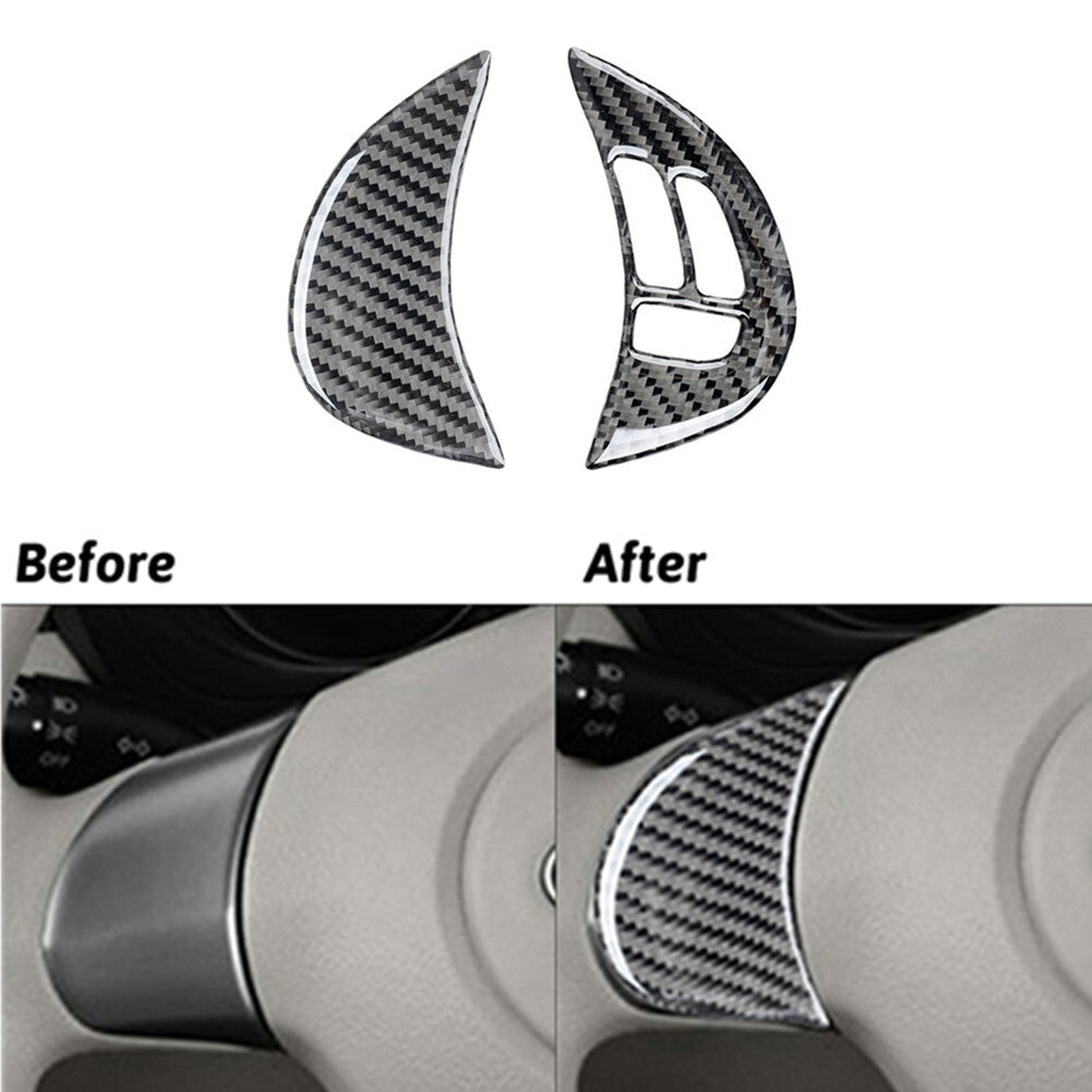 2x Carbon Fiber Steering Wheel Buttons Trim for Subaru Forester 2009-2013 Type B