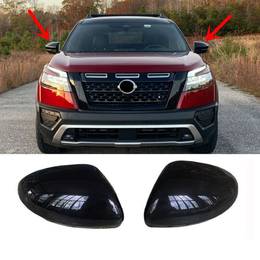2P ABS Bright Black Car Rearview Mirror Cover Trim for Nissan Pathfinder 2022-24