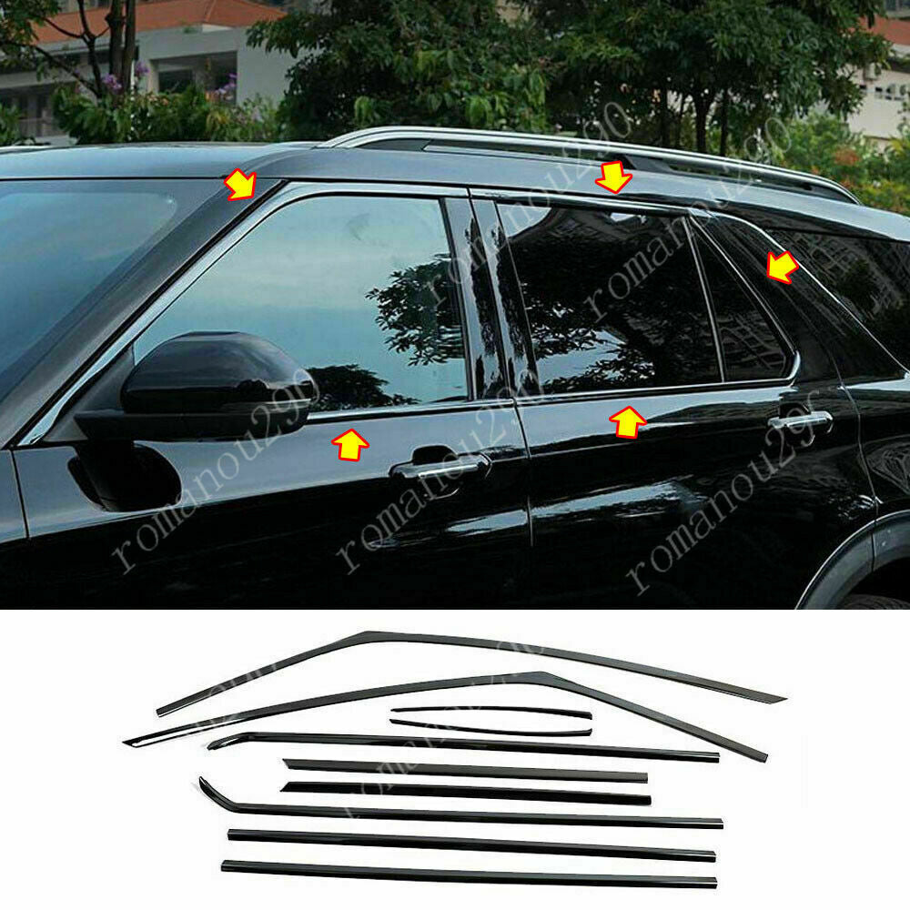 for Ford Explorer 2020-2022 Black Stainless Car Window Strip Molding Cover Trim