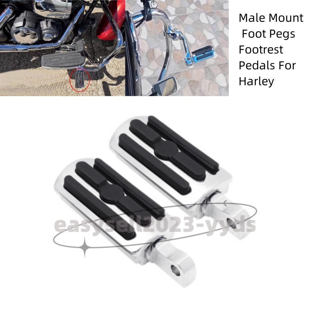 10mm Male Mount Foot Pegs Footrest Pedals for Harley Touring Street Glide Dyna