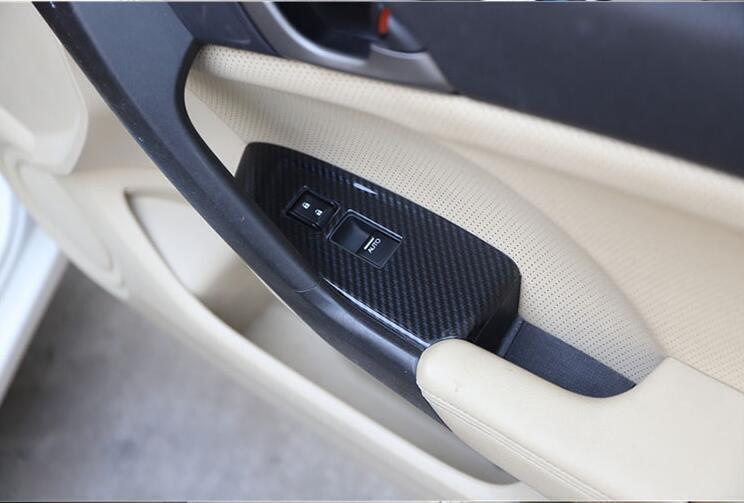 for Acura TSX 2009-2014 Carbon Fiber Window Lift Lock Panel Switch Cover Trim 4X