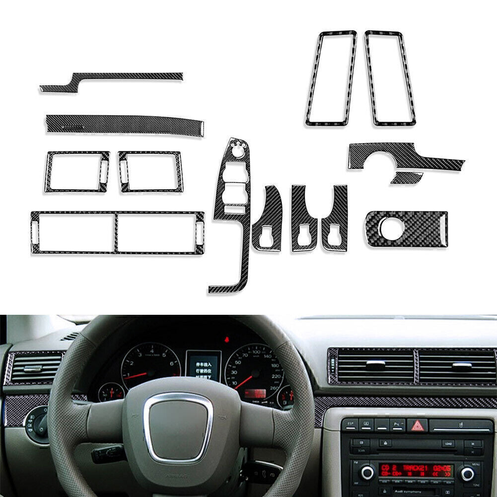15x Carbon Fiber Full Set Interior Cover Trim for Audi A4 S4 2005-2008 2007 2006