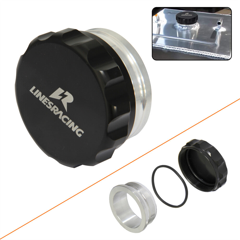 2 46mm-58mm Aluminum Weld On Filler Neck And Cap Oil Fuel Water Tank Black