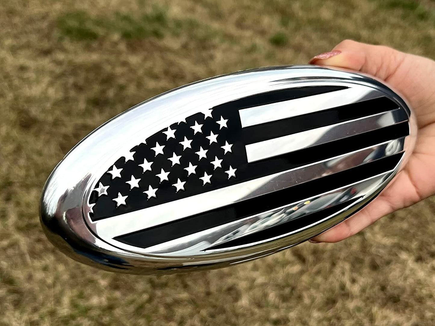 9inch  for ford  F150 Edge Accessories FRONT GRILL Tailgate US Flag Oval Emblem Badge